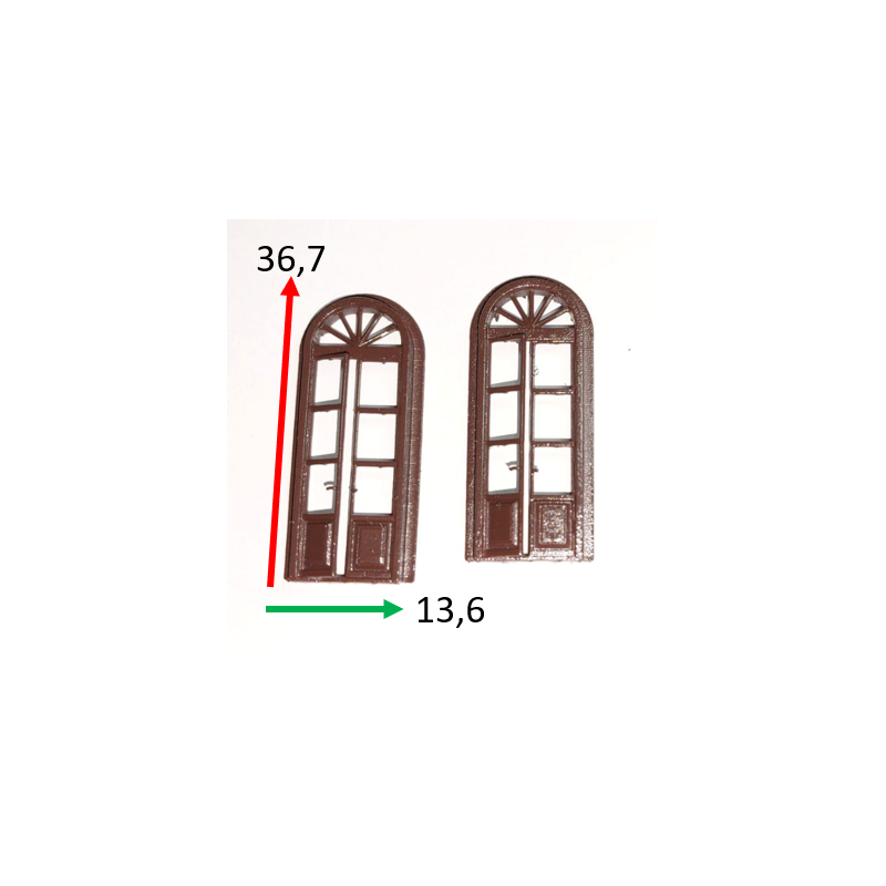 Arched station door, one leaf open
