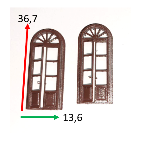 Arched station door, one leaf open
