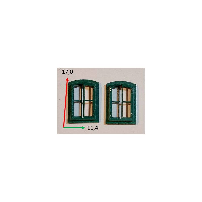 Low arched window with open leaf