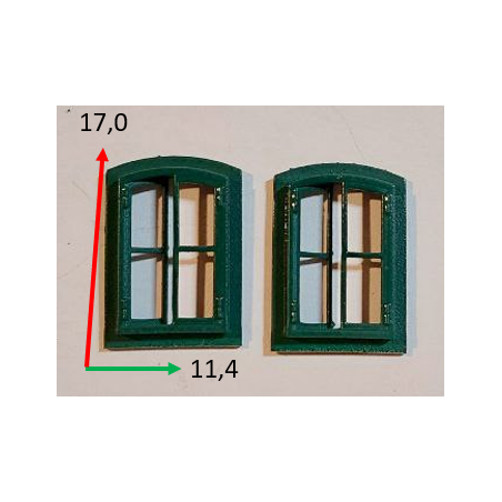 Low arched window with open leaf